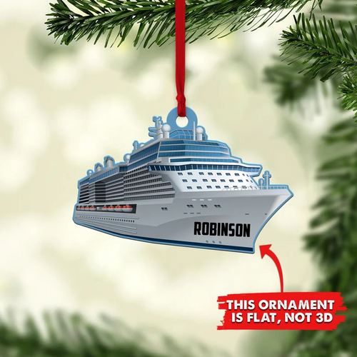 Cruise Ship Personalized Flat Ornament, Custom Sailboat Cruiser Christmas Ornament, Cruise Ship Lover