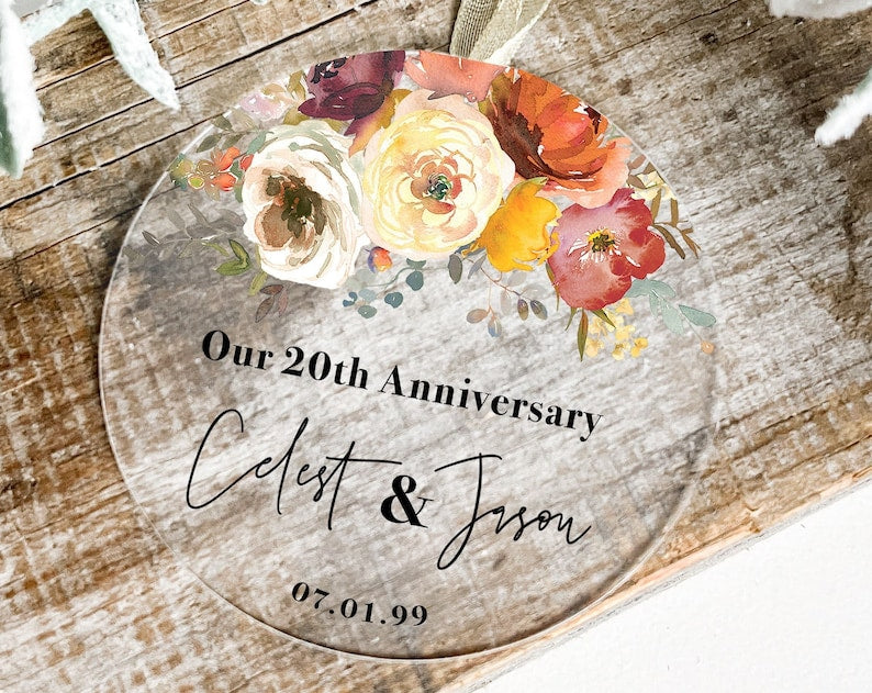 Personalized Anniversary Ornament, Glass Christmas Ornament, 50Th Anniversary, 20Th Anniversary, Our First Christmas, Name Couple, Mr Mrs