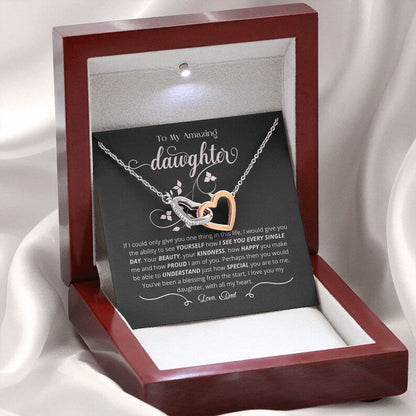 Gift for Daughter from Dad, To My Amazing Daughter Necklace, Daughter Jewelry, Interlocking Hearts Necklace, Birthday Gift, Christmas Gift