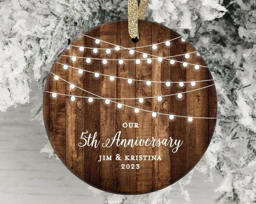 5Th Anniversary Gift For Wife, Anniversary Christmas Ornament, Our Fifth Anniversary, Christmas Gifts From Husband, Anniversary Gift Couple Ceramic Ornament