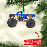 Monster Car Personalized Ornaments, Blue Truck Ornament, Gift For Kid