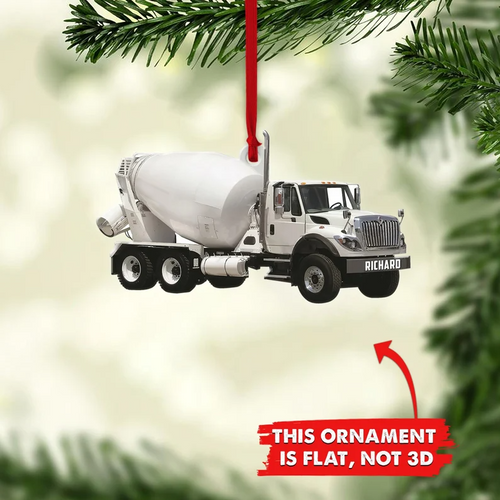 Concrete Mixer Truck Personalized Flat Ornaments, Concrete Mixing Transport Truck Custom Christmas Ornament