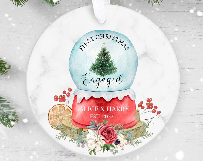 Our First Christmas Engaged, Personalised Ceramic Decoration, Christmas Ornament , Personalized  Christmas Ornament, First Christmas Uk