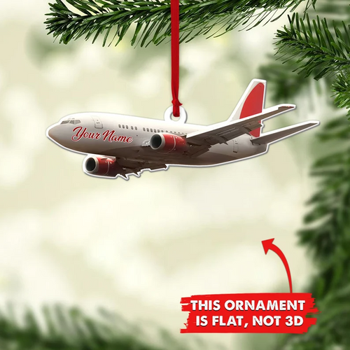 Plane Personalized Christmas Ornament, Airplane Pilot Acrylic Custom Flat Ornament