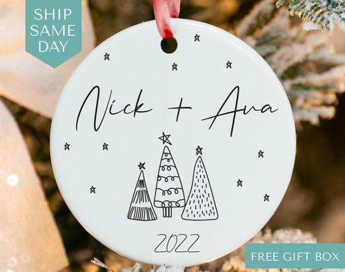 Couples Christmas Ornament Personalized Couple Names Christmas Ornament Our First Christmas Together Ornament Couple Gift(Co-29 Black)
