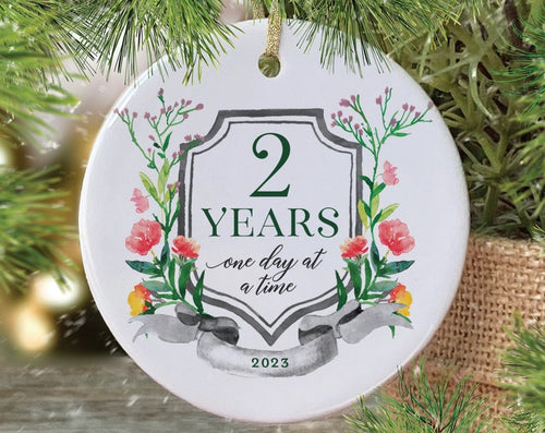 Sobriety Anniversary Gift Two Years Sober One Day At A Time Sober Recovery Christmas Ornament 2 Years Of Sobriety Clean And Sober Gift
