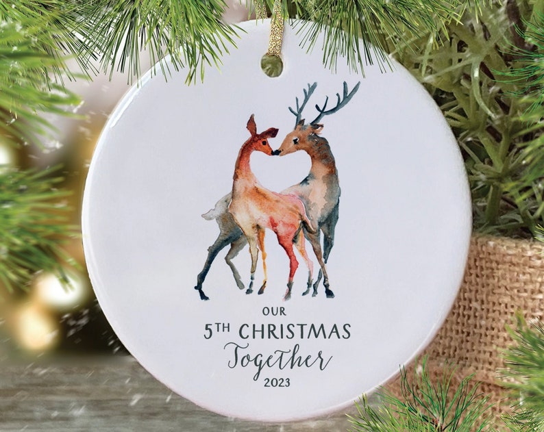 Couple 5Th Christmas Together Ornament Deer In Love Mr & Mrs Ornament Our 1St Christmas Together Ornament 2Nd 3Rd Any Year Anniversary Gift