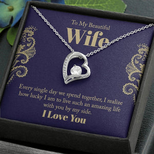 Forever Love Necklace, Husband to Wife Gift, Wife Necklace Gift, Birthday Gift for Wife, Wife Birthday Gift, Message Card Jewelry
