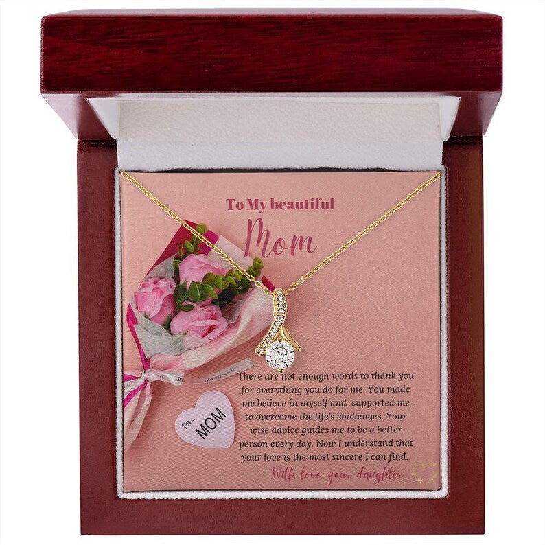 Jewelry, Necklace, Personalized Message Card, Mother's Day Gift, A Bunch Of Roses, Alluring Beauty Necklace, To Mom From Daughter Son