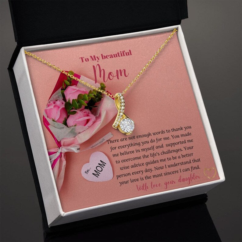 Jewelry, Necklace, Personalized Message Card, Mother's Day Gift, A Bunch Of Roses, Alluring Beauty Necklace, To Mom From Daughter Son