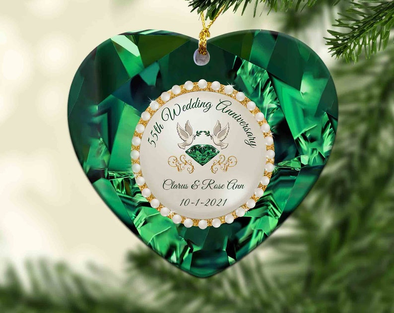 55Th Wedding Anniversary Ornament, Custom Milestone Anniversary Ornament, Custom Name Ornament, Personalized Couple Ornaments, Gift Ornament
