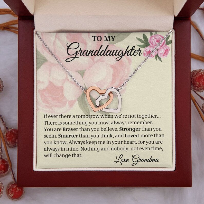 Gift From Grandma, To My Granddaughter, Granddaughter Gift, Interlocking Hearts Necklace