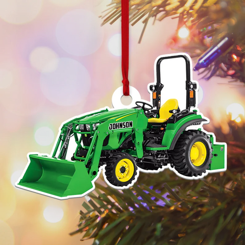 Compaction Tractor Personalized Flat Ornaments, Green Compact Tractor Christmas Ornament, Gift For Farmer