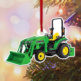 Compaction Tractor Personalized Flat Ornaments, Green Compact Tractor Christmas Ornament, Gift For Farmer
