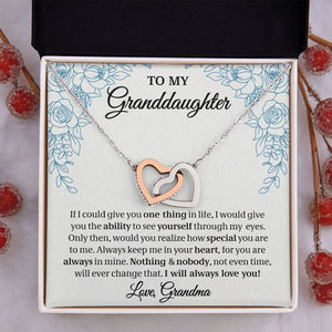 To My Granddaughter, Granddaughter Gift, Gift From Grandma, Interlocking Hearts Necklace