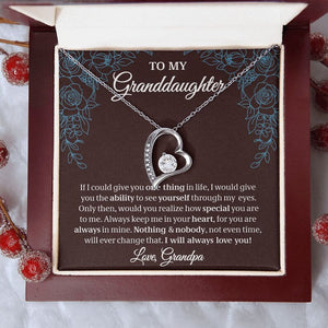 To My Granddaughter, Granddaughter Gift, Gift From Grandpa, Forever Love Necklace, 14k White Gold Gift