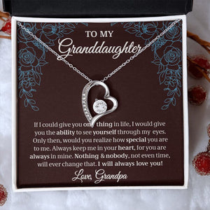 To My Granddaughter, Granddaughter Gift, Gift From Grandpa, Forever Love Necklace, 14k White Gold Gift