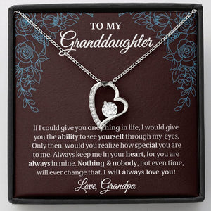 To My Granddaughter, Granddaughter Gift, Gift From Grandpa, Forever Love Necklace, 14k White Gold Gift