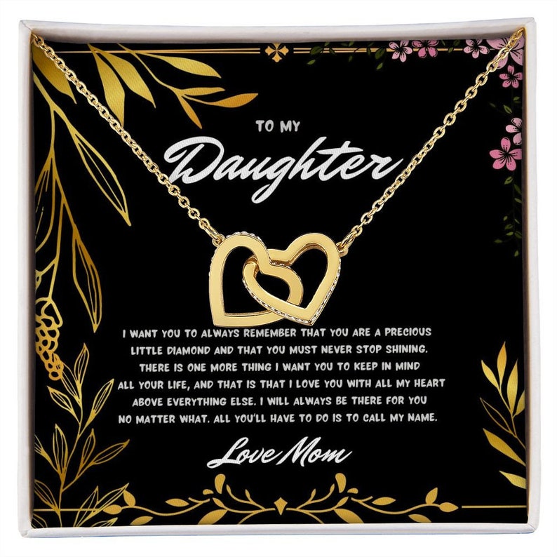 Hearts Necklace for Daughter from Mom - Interlocking Hearts Necklace for Daughter, Necklace for Her