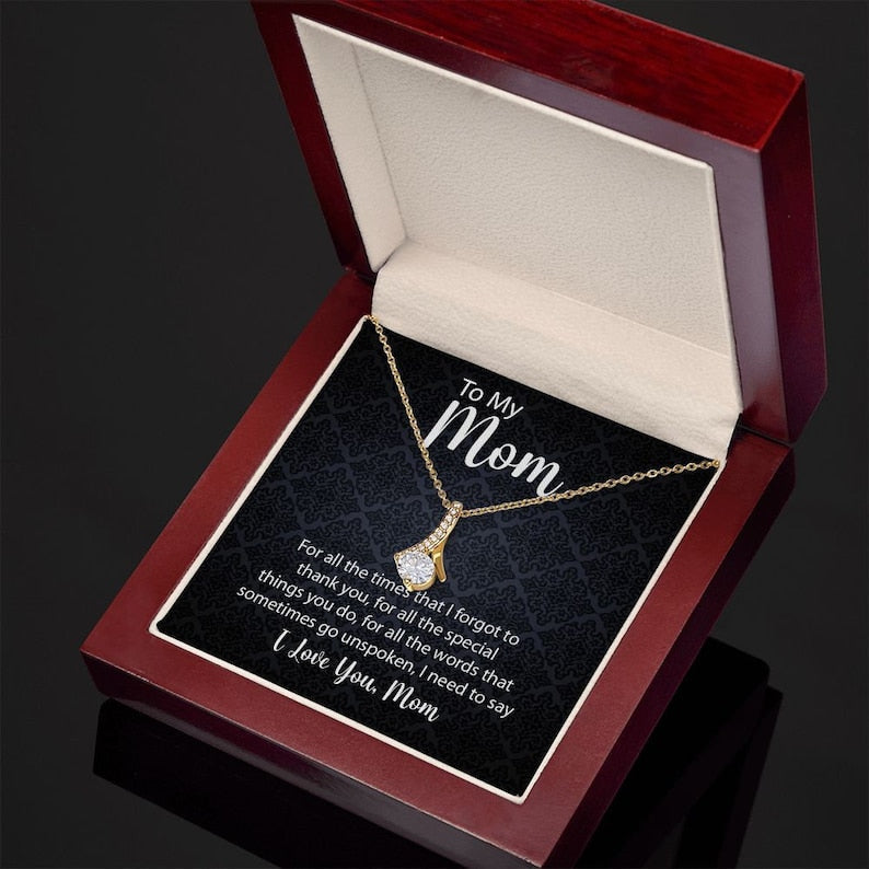 Jewelry, Necklace, Message Card, Mother's Day Gift, Square Pattern, Alluring Beauty Necklace Gift, To Mom From Daughter Son