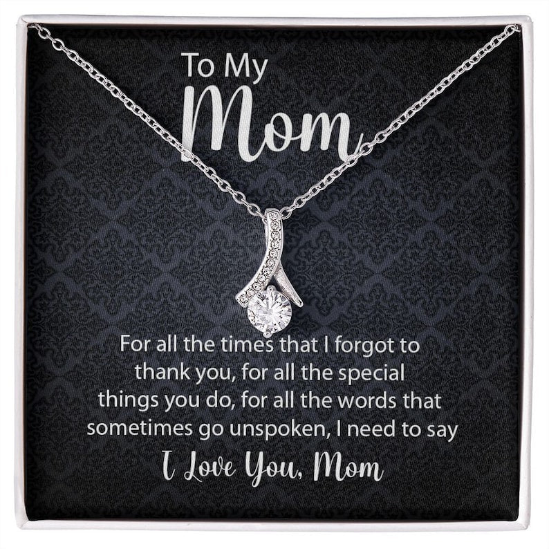 Jewelry, Necklace, Message Card, Mother's Day Gift, Square Pattern, Alluring Beauty Necklace Gift, To Mom From Daughter Son