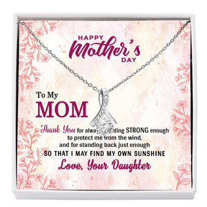 Jewelry, Necklace, Custom Message Card, Happy Mother's Day Gift, Pink Line Flower Pattern, Alluring Beauty Necklace Gift, , To Mom, From Daughter Son