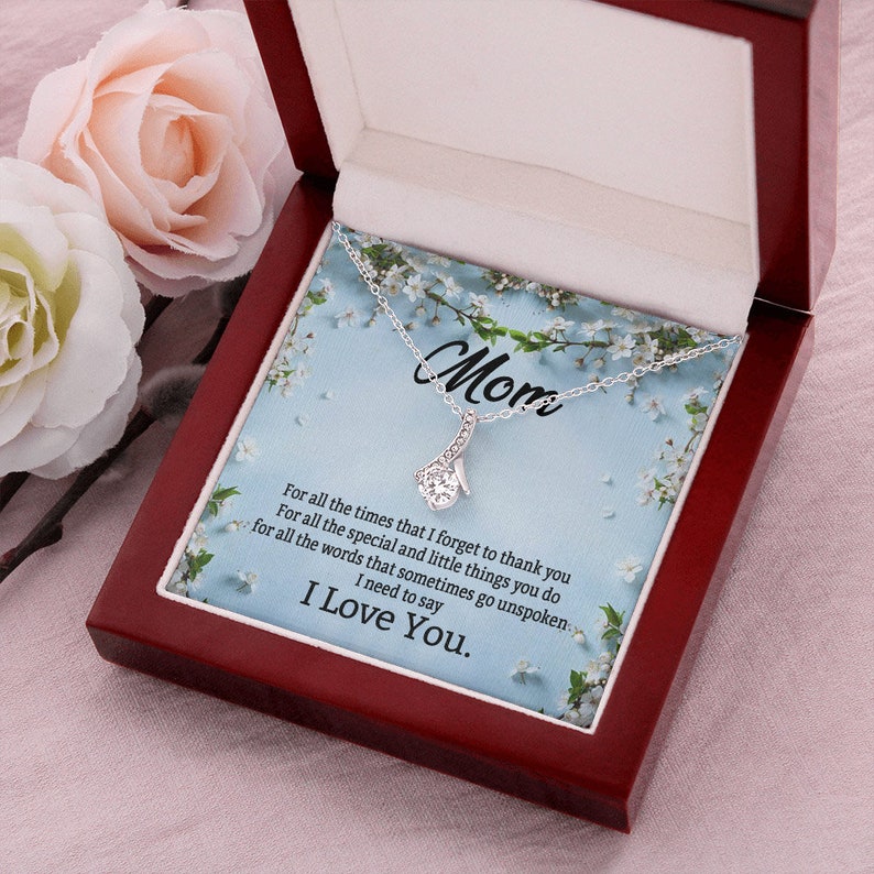 Jewelry, Necklace, Message Card, Mother's Day Gift, Realistic White Blossom, Alluring Beauty Necklace Gift, To Mom From Daughter Son