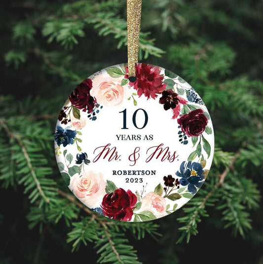 Anniversary Gift, Personalized Anniversary Christmas Ornament, Wedding Anniversary 10Th Anniversary, 50Th Anniversary, Custom Anniversary