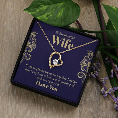 Forever Love Necklace, Husband to Wife Gift, Wife Necklace Gift, Birthday Gift for Wife, Wife Birthday Gift, Message Card Jewelry