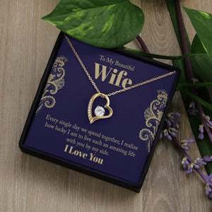 Forever Love Necklace, Husband to Wife Gift, Wife Necklace Gift, Birthday Gift for Wife, Wife Birthday Gift, Message Card Jewelry