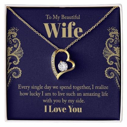 Forever Love Necklace, Husband to Wife Gift, Wife Necklace Gift, Birthday Gift for Wife, Wife Birthday Gift, Message Card Jewelry