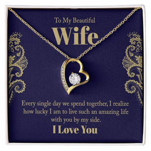 Forever Love Necklace, Husband to Wife Gift, Wife Necklace Gift, Birthday Gift for Wife, Wife Birthday Gift, Message Card Jewelry