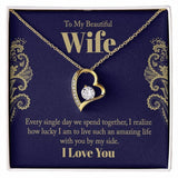 Forever Love Necklace, Husband to Wife Gift, Wife Necklace Gift, Birthday Gift for Wife, Wife Birthday Gift, Message Card Jewelry