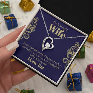 Forever Love Necklace, Husband to Wife Gift, Wife Necklace Gift, Birthday Gift for Wife, Wife Birthday Gift, Message Card Jewelry