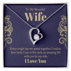 Forever Love Necklace, Husband to Wife Gift, Wife Necklace Gift, Birthday Gift for Wife, Wife Birthday Gift, Message Card Jewelry