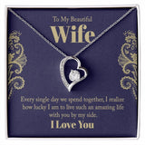 Forever Love Necklace, Husband to Wife Gift, Wife Necklace Gift, Birthday Gift for Wife, Wife Birthday Gift, Message Card Jewelry