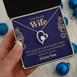 Forever Love Necklace, Husband to Wife Gift, Wife Necklace Gift, Birthday Gift for Wife, Wife Birthday Gift, Message Card Jewelry