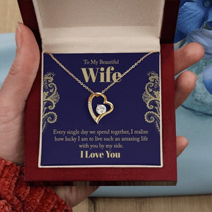 Forever Love Necklace, Husband to Wife Gift, Wife Necklace Gift, Birthday Gift for Wife, Wife Birthday Gift, Message Card Jewelry