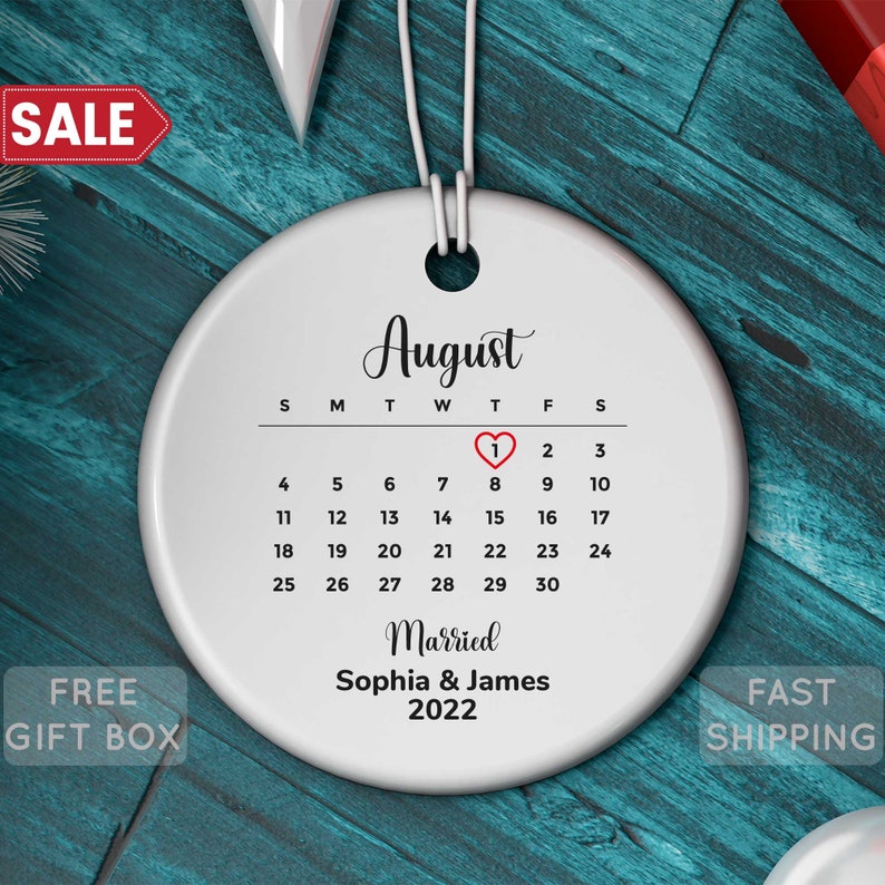 Wedding Day Ornament, Wedding Anniversary Christmas Ornament, Wedding Gift, Christmas Gift For Couple, First Year As Married Keepsake 