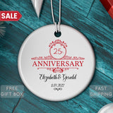 25Th Anniversary Christmas Ornament, Personalized Anniversary Gift For Couple, Wedding Anniversary Keepsake, Valentine'S Day Gift For Her