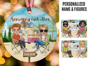 Personalized Circle Ornament For Camping Couple,Camping Partner For Life Christmas Ornament Gifts,Camper Decor,Tent Decor