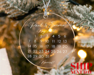 Personalized Wedding Ornament, Anniversary Gift Ornament, Newly Wed Ornament, Customized Family Ornament, Married Ornament, Engaged Ornament