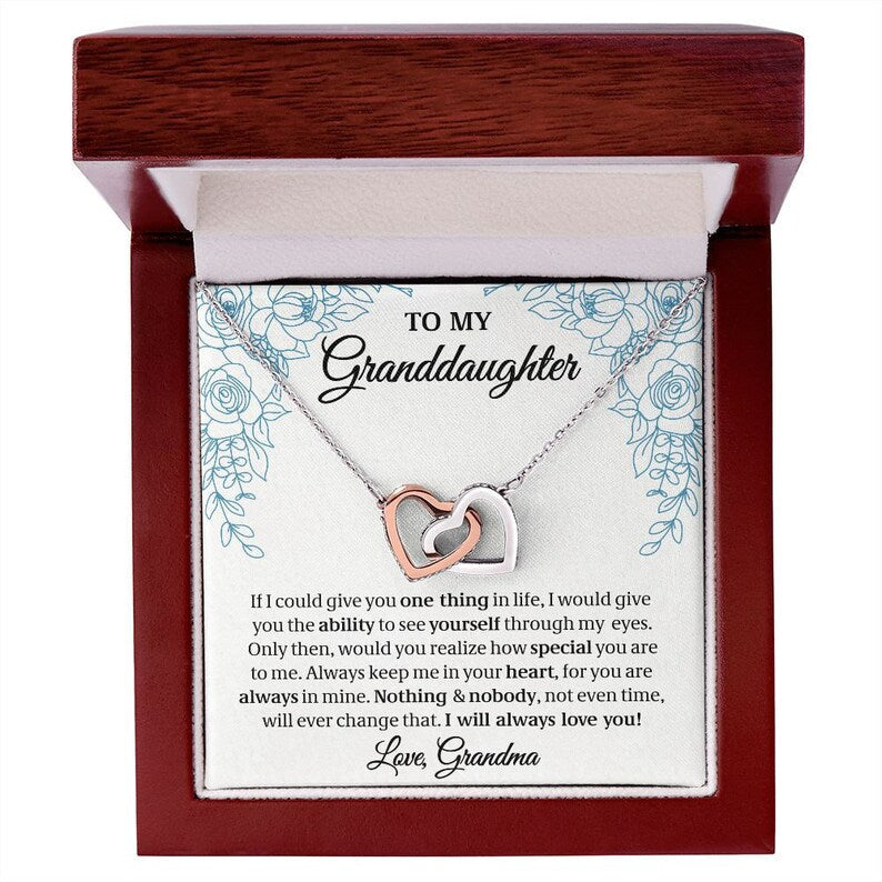 To My Granddaughter, Granddaughter Gift, Gift From Grandma, Interlocking Hearts Necklace