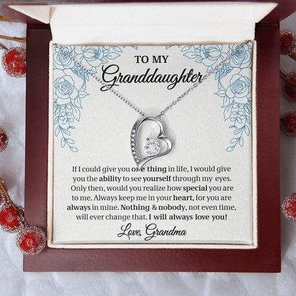 To My Granddaughter, Granddaughter Gift, Gift From Grandma, Forever Love Necklace, 14k White Gold Gift