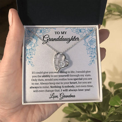 To My Granddaughter, Granddaughter Gift, Gift From Grandma, Forever Love Necklace, 14k White Gold Gift