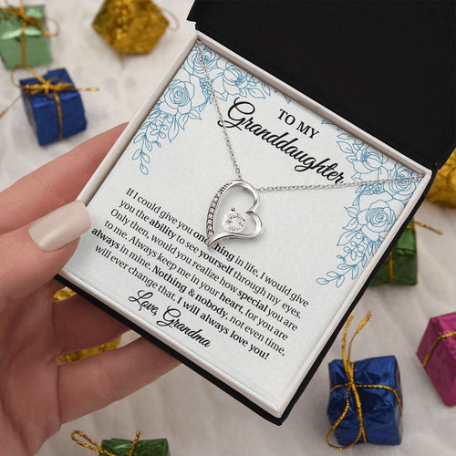 To My Granddaughter, Granddaughter Gift, Gift From Grandma, Forever Love Necklace, 14k White Gold Gift