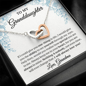To My Granddaughter, Granddaughter Gift, Gift From Grandma, Interlocking Hearts Necklace