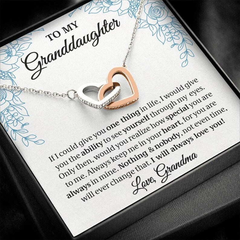 To My Granddaughter, Granddaughter Gift, Gift From Grandma, Interlocking Hearts Necklace