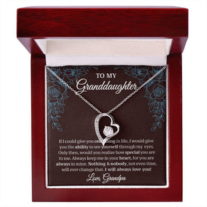 To My Granddaughter, Granddaughter Gift, Gift From Grandpa, Forever Love Necklace, 14k White Gold Gift