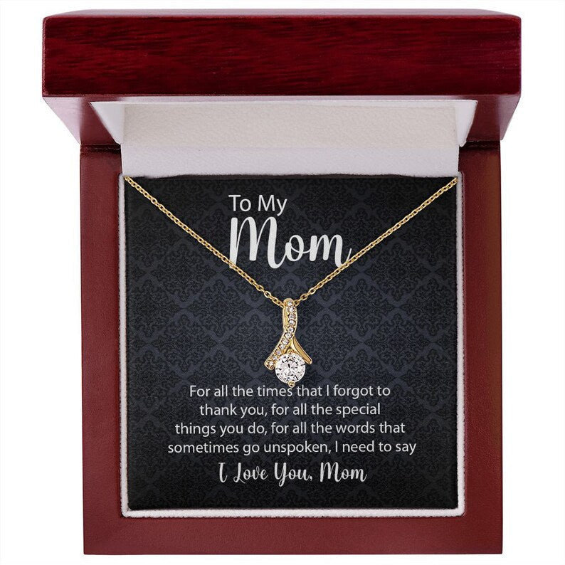 Jewelry, Necklace, Message Card, Mother's Day Gift, Square Pattern, Alluring Beauty Necklace Gift, To Mom From Daughter Son